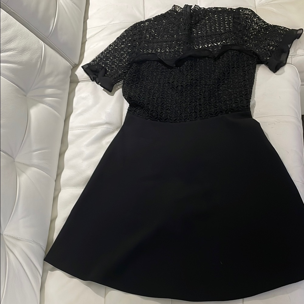 Black Ribbed Mock Neck A-Line Mini Dress
